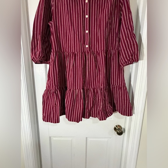GAP Burgundy Striped Long Sleeve Dress - Picture 5 of 9